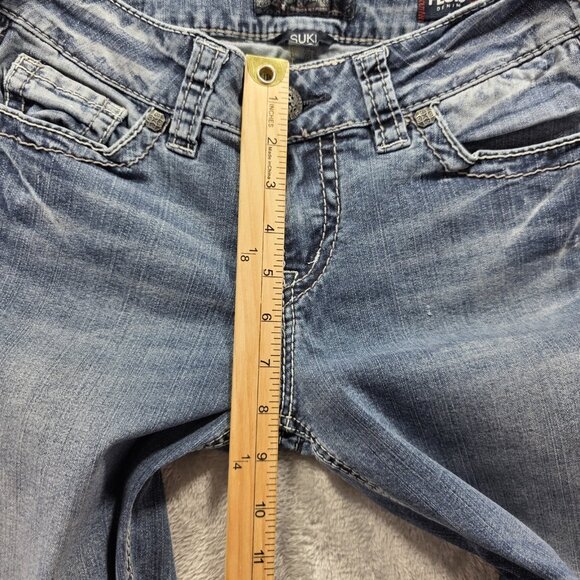 Silver Jeans Suki Mid Boot Jeans Womens 28 Blue Fluid Denim Stretch Bootcut - Picture 10 of 11